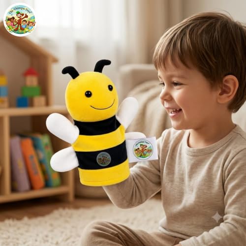 Image of Honeybee Puppet Soft Hand Puppet for Kids Role Play Storytelling Educational Toy