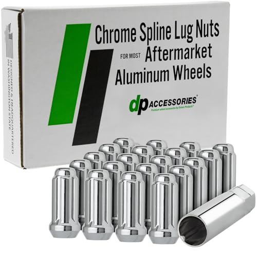 Image of DPAccessories Lug Nuts Compatible with 2020-2025 Jeep Gladiator | Chrome Spline Style | Aftermarket Aluminum Wheels Only | Set of 20 Wheel Nuts & 1 Tool | DJEGLA01A-CH /1