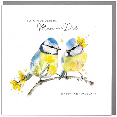 Lola Design - Wedding Anniversary Card - Wildlife Botanical - Blank Cards and Envelopes - Congratulations Card Cover