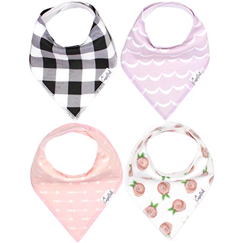 Image of Copper Pearl Baby Bandana Drool Bibs for Drooling and Teething 4 Pack Gift Set “Rosie Set
