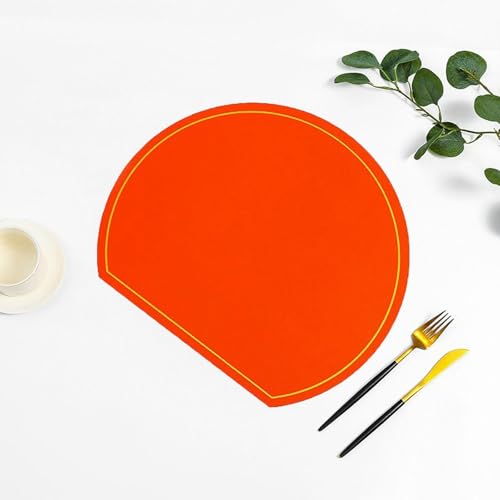 Set de table simili cuir demi-cercle 6pcs rouge bordure dorée