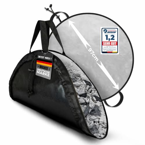 Grillmatte feuerfest mit Aschetasche – Hitzeschutz Unterlage für Feuerschale & Grill, schützt Rasen und...