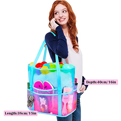 Nidoul Mesh Beach Bag, Beach Tote Bag With Zipper Pocket, Packable Large Beach Bags For Women Kids Vacation Travel Pool Swim #TOP5