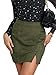 Ezcosplay Women Faux Suede Sexy Mini Skirt with Slit High Waisted Zipper Back Pencil Bodycon Short Skirts Army Green