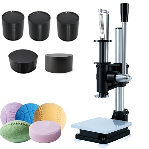 Multifunctional 5-Cavity Bath Bomb Press Machine Commercial Bath Bomb Maker with 5 Sports Ball Molds (Baseball Basketball Tennis Ball Soccer Ball Football) Machine for DIY & Business