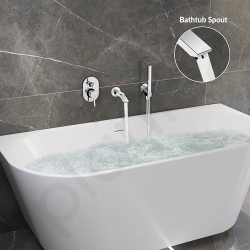 Image of Plantex Bath Tub Spout with Wall Flange /Single Lever Spout /High Flow Tap for Bathroom /Kitchen - (Chrome)