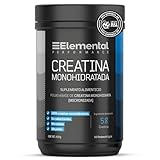 Elemental Creatina Monohidratada Micronizada, Hecho por PiSA, Pureza Certificada Laboratorio | 90 Servicios de 5g, 450g |...