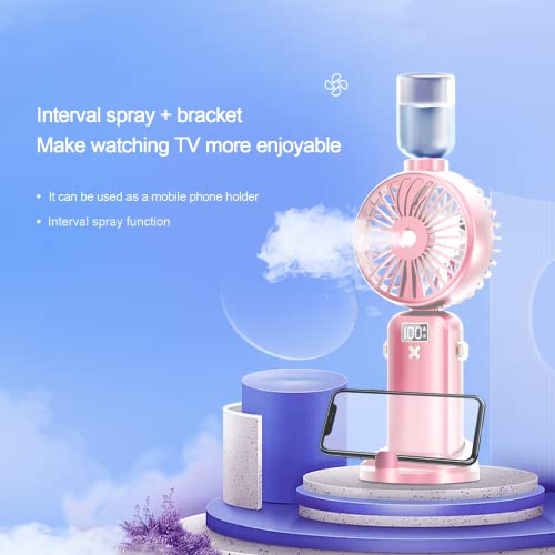 Gisuka Portable Handheld Misting Fan, Rechargeable Personal Mister Fan, Battery Operated Spray Water Mist Fan, Foldable Mini Cooling Fans For Camping, Travel, Beach, Outdoors (Pink) #TOP4