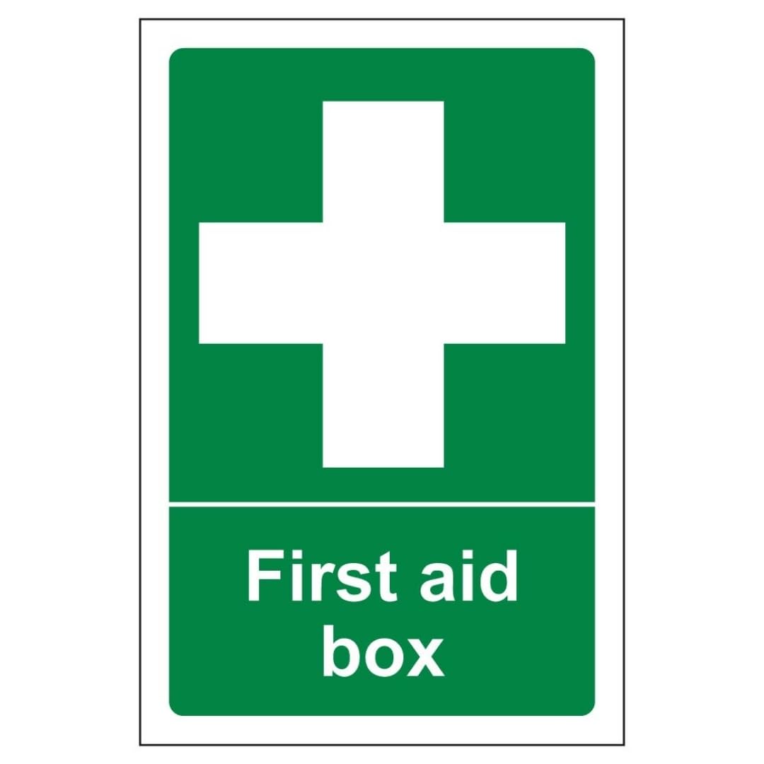 V Safety First Aid Box - Portrait 150 x 200 mm - 2mm Super-Tough Rigid Plastic Safety Sign