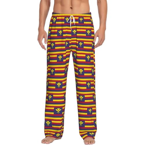 Pantalon de pyjama en flanelle motif Hawaï pour homme avec poches