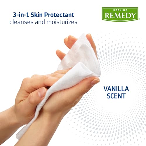 Medline Remedy Clinical 3-in-1 Barrier Cream Cloth, 3 count (45 Packs), 8 x 8 in Adult Wet Wipes, Vanilla Scent, Incontinent Care, Dimethicone, Irritated Skin, Soothing, Nourishing, Gentle - Thumbnail 3