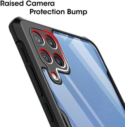 Image of A rtistque Hard Transparent Acrylic Armor Clear Back Cover Case for Samsung Galaxy M32 4G Anti-Drop Shockproof TPU Edge - Black