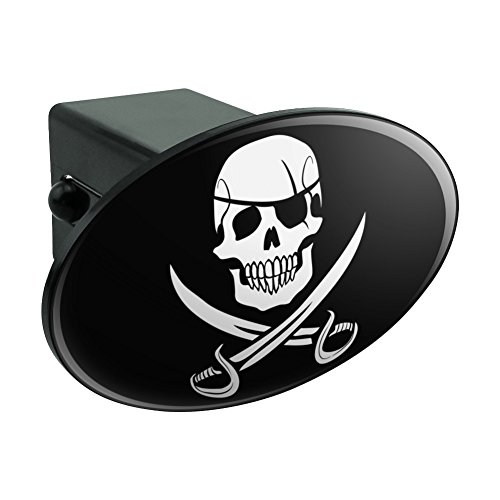 Pirate Skull Crossed Swords Jolly Roger Oval Tow Trailer Hitch Cover Plug Insert #TOP30