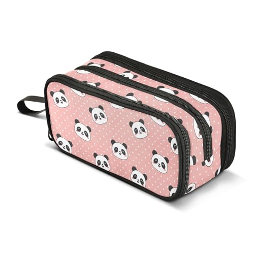 Image of J JOYSAY Panda Polka Dots Salmon Pencil Case Large Big Capacity Pen Bag Holder Pouch for Girls Boys Stationery Organizer for School Office Student