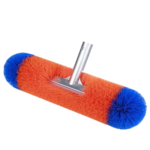 AQUAFLY 18 Pool Brush with Corner Cleaners Heavy Duty Stainless Steel Wall Brush for Dirt 360 Rotating Wavy Bristles Fits Standard Pole for In-Ground & Above Ground Pools Spas