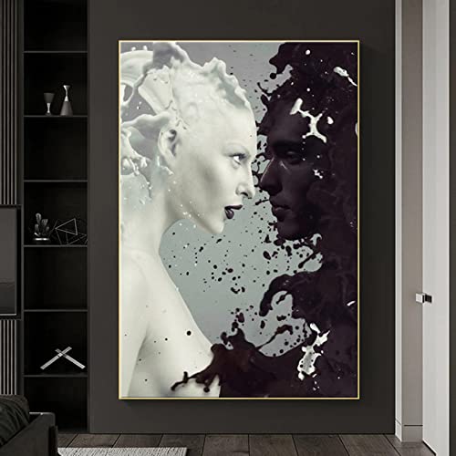 Affiche amant noir et blanc décoration salon moderne grand format 60x90 cm