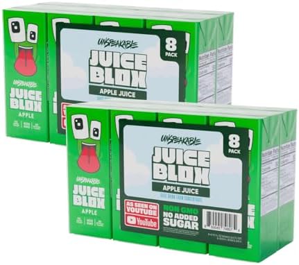 Fruits Blox Mixed Fruit Snacks, 2 Boxes, 8 Count Each Box | Unspeakable| Total of 16 Apple Juice Boxes (Juice Blox Unspeakable)