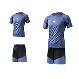 [Ademe] メンズ ジャージ 上下セット ランニングウェア セット コンプレッションウェア メンズ スポーツパーカー 長袖 ハーフパンツ タイツ 2点セット トレーニングウェア ブル