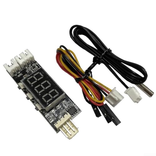 Upluxmira Módulo de control de ventilador de 4 cables de 12 V CC con pantalla de temperatura y RPM, apagado a baja temperatura, sincronización inversa, accionamientos y controles de motor