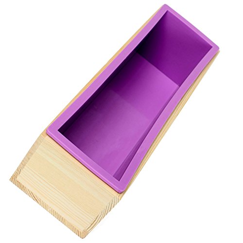 Ogrmar Flexible Rectangular Soap Silicone Mold With Wood Box Diy Tool For Soap Cake Making 42Oz (Purple-2Pcs) #TOP2