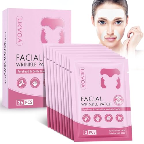 UKVOA Forehead Wrinkle Patches & Smile Line Patches, Overnight Facial Wrinkle Treatment with Hyaluronic Acid...