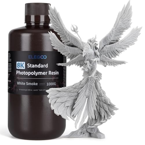 Image of ELEGOO 8K Standard Photopolymer 3D Printer Resin 405nm UV-Curing Resin Best for 8K /12K /14K Saturn LCD MSLA DLP 3D Printer White Smoke 1000G