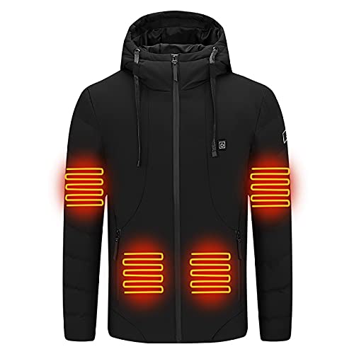 BGUK Chaqueta calefactada para hombre y mujer, chaleco calefactable con capucha y 3 niveles de temperatura, chaleco calentado por USB, chaleco calefactor eléctrico lavable, Negro , M Cover