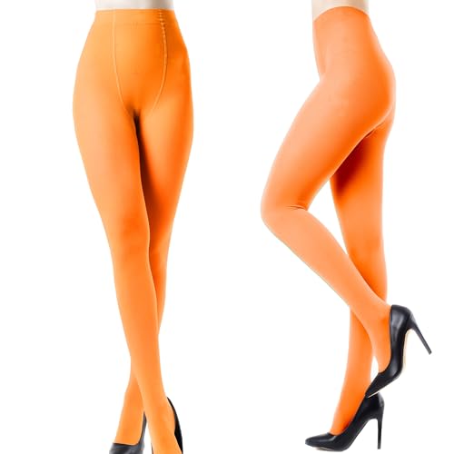 Image of Wildarms 2 Pairs Women's Tights 80D Soft-Touch Opaque Solid Color Stretch Pantyhose Tights for Carnival, Dresses & Daily Wear