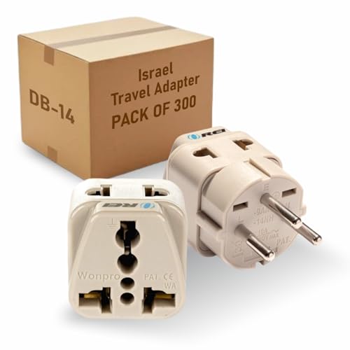 OREI Type H Travel Adapter Plug for Israel, Gaza & Palestine &ndash; 2-in-1 Design &ndash; Pack of 300