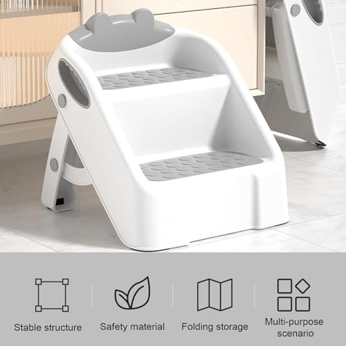 Marchepied double pour enfant : tabouret pliable de sécurité 2 marches - 6