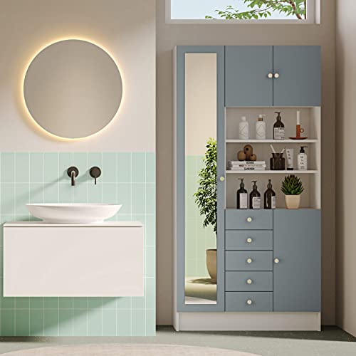 Mobile e celadon 90x29.6x181.6 cm combinato da bagno grigio bianco