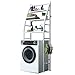 QINDAY Scaffale sopra Lavatrice con 3 Ripiani Mobile Portaoggetti per Toilette WC Organizer,con Asta per Appendere,Bianca,Nero