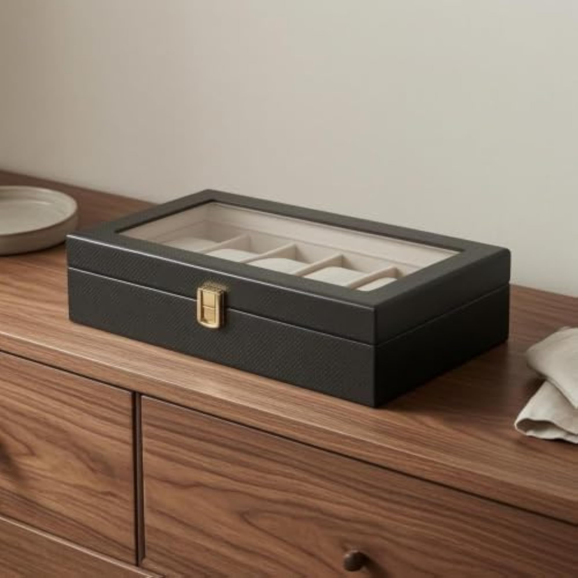 Clear Top Window Watch Display Box with 10 Slots