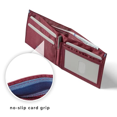 Image of Allett ID Wallet, Mulberry | Nylon, RFID Blocking | Slim Minimalist Bifold Wallet, Water Resistant, Durable, Thin, Front Pocket | Holds 4-12+ Cards, Cash