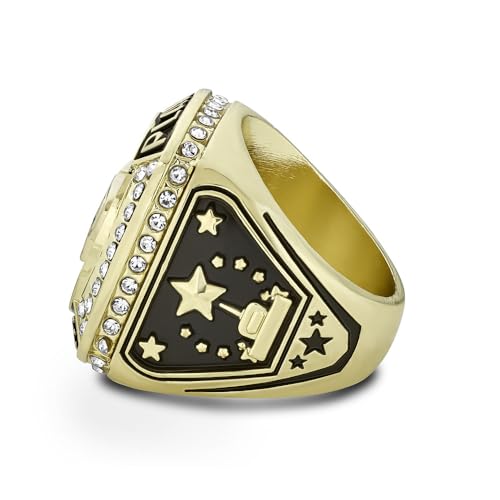 express medals champion gold mvp most valuable player trophy ring award gift prize with display neck chain and stand championship rings