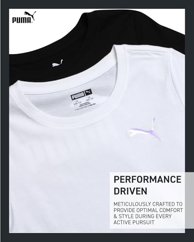 Image of PUMA Girls T Shirts - 2 Pack Short Sleeve Logo Graphic Tees - Casual Everyday Athletic Shirts for Girls (Sizes: S-XL)