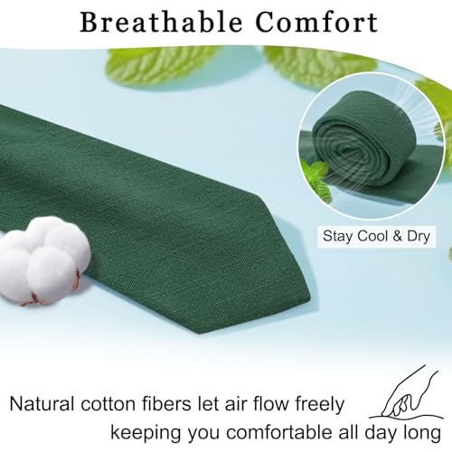 Image of Cotton Ties for Men Solid Color Skinny Tie Mens Necktie for Wedding Graduation Formal Dinner