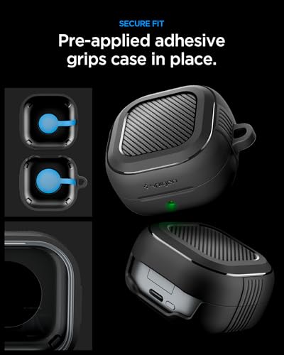 Image of Spigen Rugged Armor | Samsung Galaxy Buds 4 Pro /Buds 4 Case Cover [Carabiner Included] [Shock-Proof] [Light Compact] TPU - Matte Black
