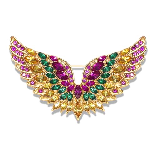 Image of Mardi Gras Brooches Pin for Women Girls Rhinestone Mask Fleur De Lis Brooch Glitter Jester Pins Fat Tuesday Carnial Parade Holiday Brooches Jewelry