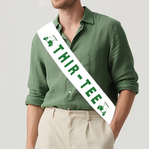 Diartpaint Golf 30th Birthday Party Favors Golf Thir-Tee Sash Funny Sports Golf Favor Sash for Men Happy Thirty Birthday Sash with Green Lettering 30th Birthday Party Supplies Photo Props