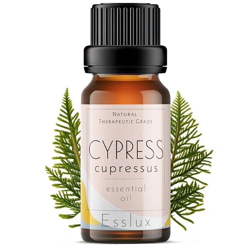 Image of Esslux Cypress Essential Oil for Pain Relief - Therapeutic Grade Cypress Oil - Perfect for Aromatherapy, Pain Relief, Dry Skin & Smoother Breathing - Use in Diffuser or on Skin - 10 ML