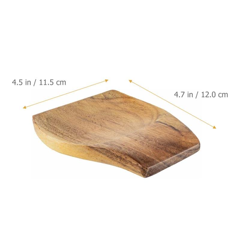2 Pack Wooden Spoon Rests for Kitchen Counter-Natural Acacia Wood Spoon Holders for Kitchen Counter Protection-Cooking Utensil Rests for Spoon, Ladle, Spatula, Tong-Coffee,Tea Spoon Gadgets Holder