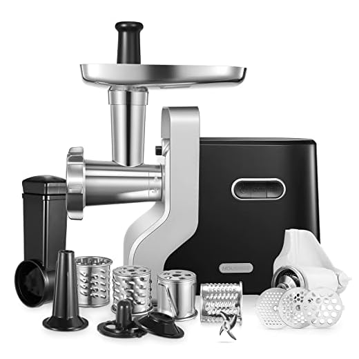 Tritacarne Elettrico Professionale, 2800W Max Potenza di Bloccaggio, HOUSNAT 5 in1 Tritacarne Elettrico, 3 Piastre di Macinazione in Acciaio Inox, perCarne, Salsiccia, Kebbe, Verdure, Salse, Nero