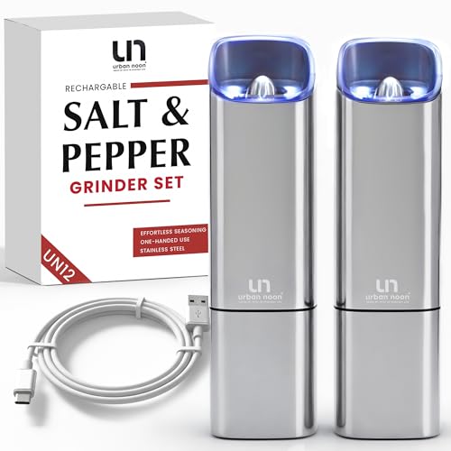 Automatic Salt and Pepper Grinder Set - Rechargeable Electric Sal...