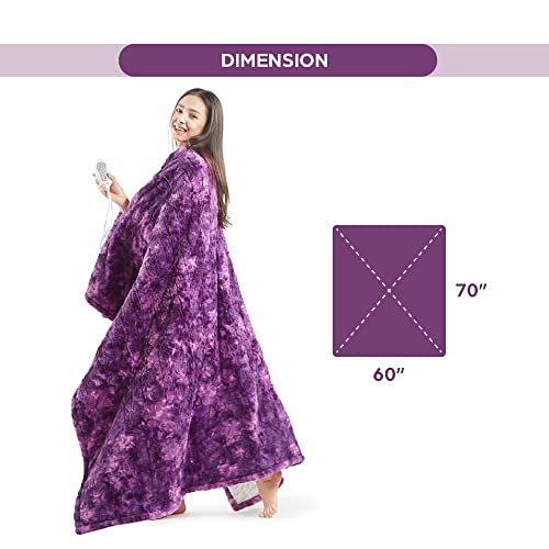 Codi Soft Oversize Heated Throw Blanket, Purple Faux Fur With Fuzzy Sherpa Back | 60 X 70 Oversized Electric Throws For Couch | 3 Heat Setting With 2H Auto Shut Off, 6Ft Power Cord | Washable #TOP5