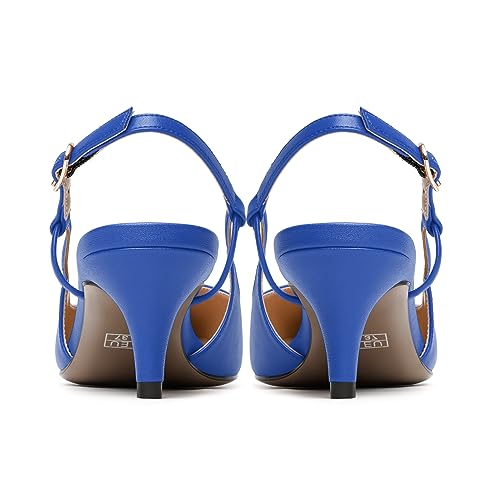 MERRORI Womens Matte Pointed Toe Slingback Buckle Casual Office Kitten Low Heel Pumps Shoes 2 Inch4