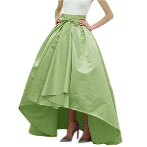 Diydress warehouse Women's Long Taffeta Front Short Back Long Skirt with Sash Ball Gown Taffeta Skirts with Pockets