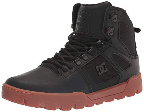 DC Men's Pure High-Top Water Resistant Boot Skate Shoe Snow, Black/Gum, 8