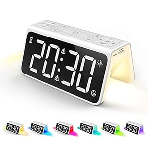 Digital Alarm Clock with USB Charger,Radio Alarm Clocks for bedrooms with LED Large Display,Natural Light Alarm Clock for Kids, with Natural Sound for Teens, Seniors