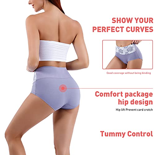 Honzadar Women Underwear Breathable Panties Cotton Tummy Control High Waist Briefs Full Coverage Panty Multipack - Image 6